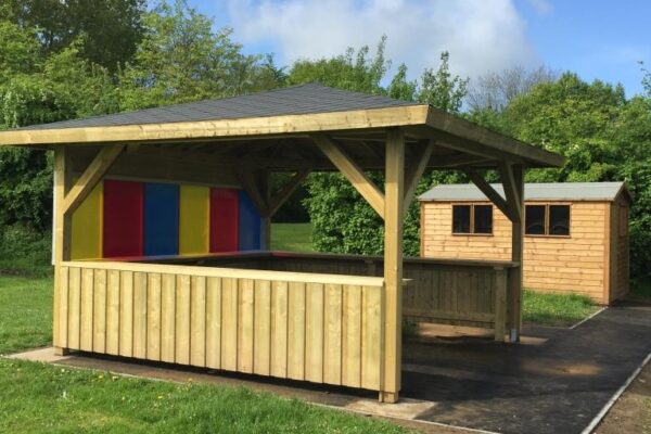 4m Square timber shelter with polycarb panel