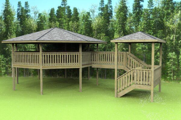 Elevated Gazebo with Stair Tower View 4